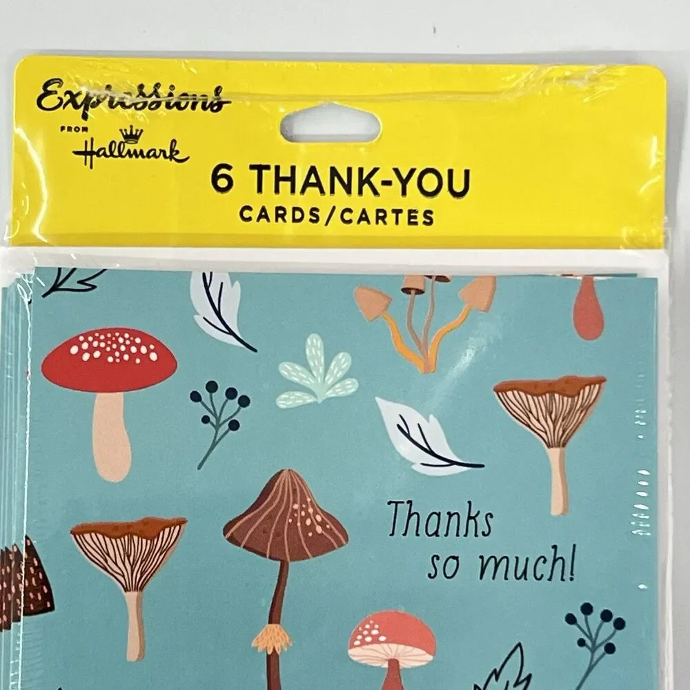 Hallmark Expressions MUSHROOMS Thank You Blank Note Cards & Envelopes Set of 12